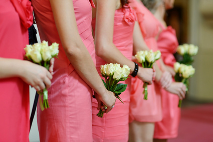 Bridesmaids with bouquets at wedding